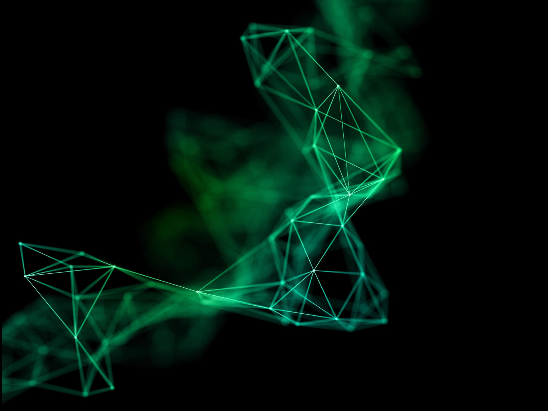 Abstract green network connections representing AI data annotation infrastructure